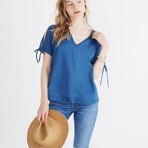 Madewell Indigo Tie-Sleeve Top